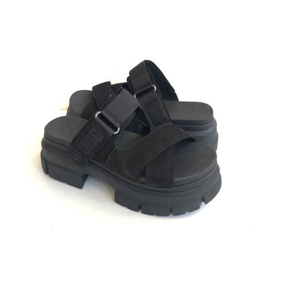 UGG ASHTON SLIDE BLACK CHUNKY SLIDE SANDALS US 5 / EU 36 / UK 3